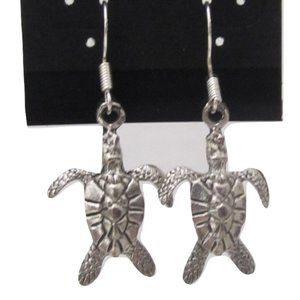 Sterling  silver  &  pewter  Turtle  earrings